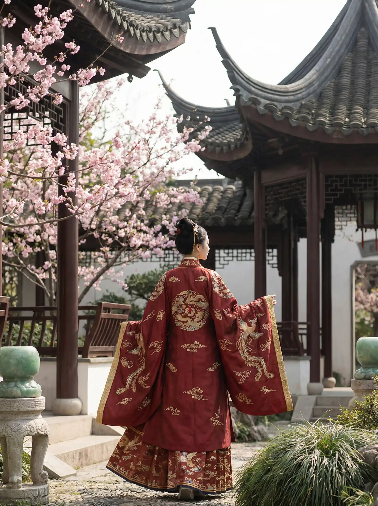 cilimao.click 明制汉服红色凤凰刺绣
